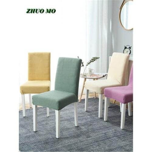 6pcs Stretch Spandex Chair Cover Knitted fabric Elastic Slipcovers For Dining Room Kitchen Wedding Banquet Hotel Chair Cover