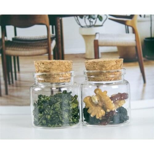 6Pcs 50ml Craft Vials Small Hyaline Glass Container with Corks Creative Handicraft Refillable Pot Empty Jars Gifts Bottles