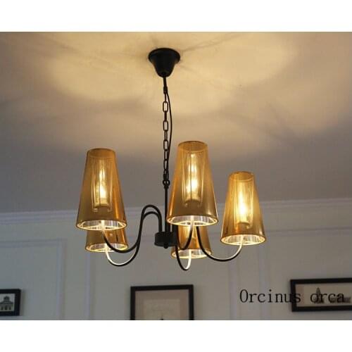 American luxury gold iron pendant lamp living room restaurant modern minimalist creative champagne gold LED Chandelier