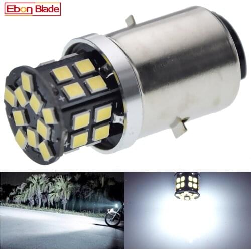 White Motorcycle Motorbike H6 Headlight 6V 12V DC BA20D Bixenon Beam 2835 30smd LED Moped Scooter ATV Lamp Bulb Aluminum Light