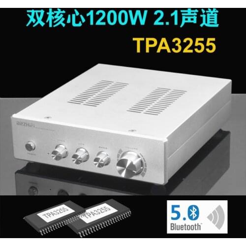 Free shipping New Bluetooth 5.0 Double IC TPA3255 1200W digital audio 2.1 channel Stereo subwoofer amplifier