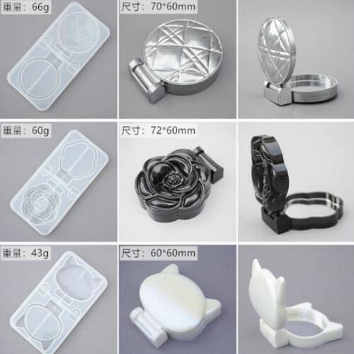 DIY Shell Cat Makeup Folding Mirror Silicone Mold Jewelry Fillings Pendant Accessory Charms Handmade Epoxy Resin Cabochon Craft