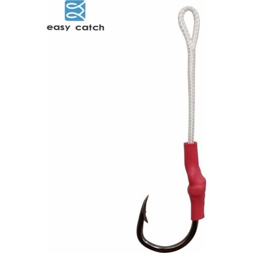 Easy Catch 100pcs 10827 Jig Assist Bait Fishing Hooks With PE Line Size 1/0 2/0 3/0 4/0 5/0 6/0 7/0 8/0 9/0 10/0