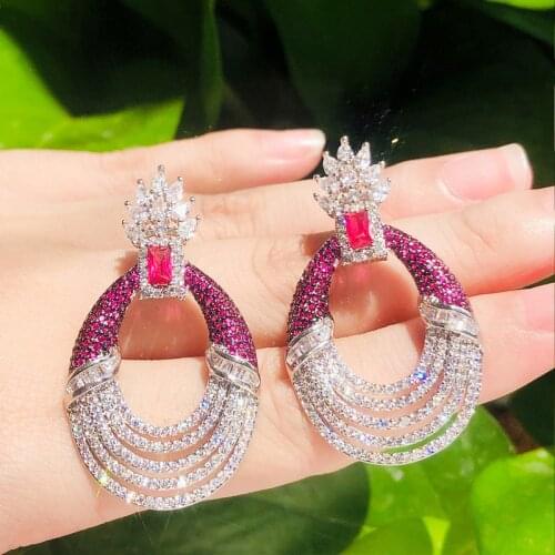 European And American Micro-Inlaid Zircon Two-Tone Fashion Earrings For Women