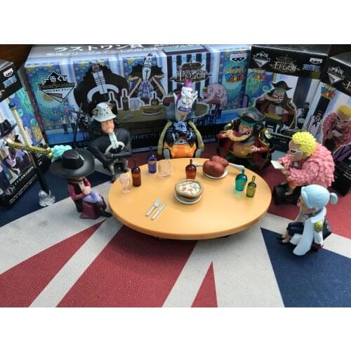 One Piece Figure One Piece Anime Seven Warlords of the Sea Conference Table set & Members Action Figure Toys 6-10cm