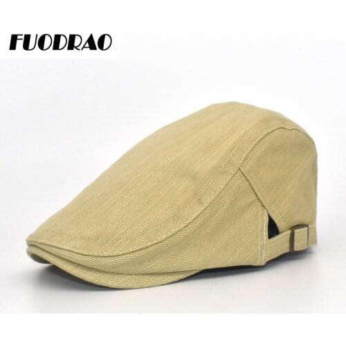 FUODRAO Adjustable Beret Caps Outdoor Sun Cotton Breathable Bone Brim Hats Womens Mens Solid Colors Flat Berets Cap Hat A4