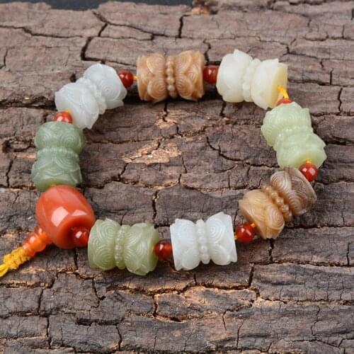 Genunine hetian jade bracelets bangle hand-carved Buddha head jadite jade bracelet raw jade jewelry real jade bracelets bangle