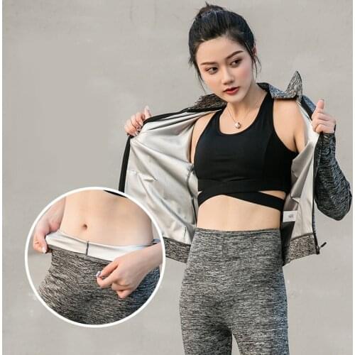 Sauna Suit for Women Weight Loss Sweat Suit Slim Fitness Clothes Long Sleeve Jacket with Zip Shirt Pants Full Body Gym Workout