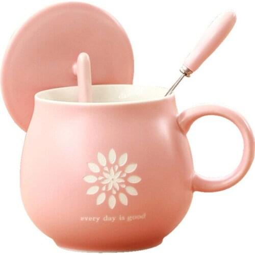 Creative Couple Ceramic Coffee Mugs With Lid And Spoon Kids Milk Cup Girls Gift Exquisite Gift Box Packaging