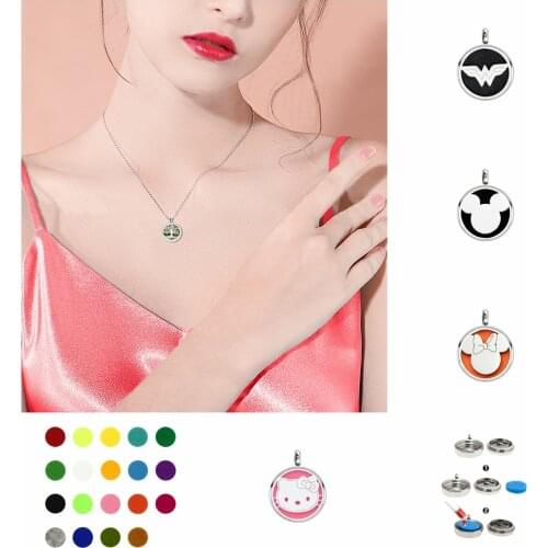 Diffuser Locket Pendant Stainless Steel 12mm Essential Oil Aroma Perfume 10pads Fit Necklace Collar Bracelet Gift For Women Kids