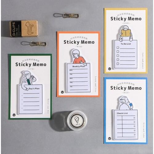 Kawaii Cartoon Memo Pad Cute Weekly/day Planner Creative Post It Sticky Note To Do List Office Decoration Stationery Supplies