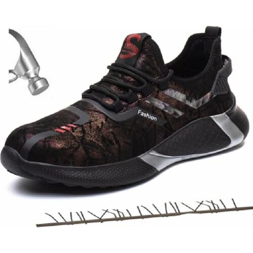 Fashion Mens Work Safety Shoes Mens Sneakers Outdoor Construction Steel Toe Cap Non-slip Indestructible Boots