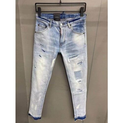 Dsquared2 2021 Spring/Summer Mens Light Washed Blue Ripped Jeans 070