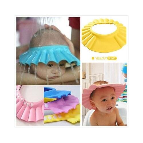 Soft & Adjustable Baby Shower Cap Children Shampoo Bath Wash Hair Shield Hat Bathing Bebes