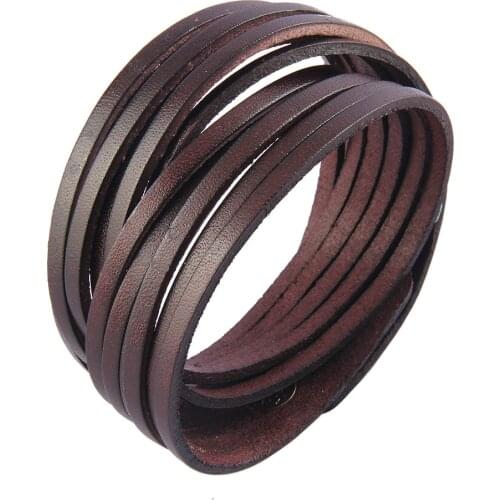 Genuine Leather Bracelets For Men Women Gift 2021 Punk Multilayer Wide Wrap Bracelet for Hand Male Female Jewelry