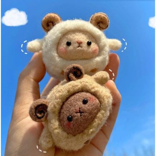 Non Finish Cute Lovely Sheep Cartoon Animal xiaomi Toy Doll DIY kuat Wool Needle Felt Sheep Needlework Kit For DIY Kids Children