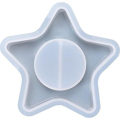 2021 New Five-pointed Star Candlestick Epoxy Resin Mold DIY Candle Holder Silicone Mould