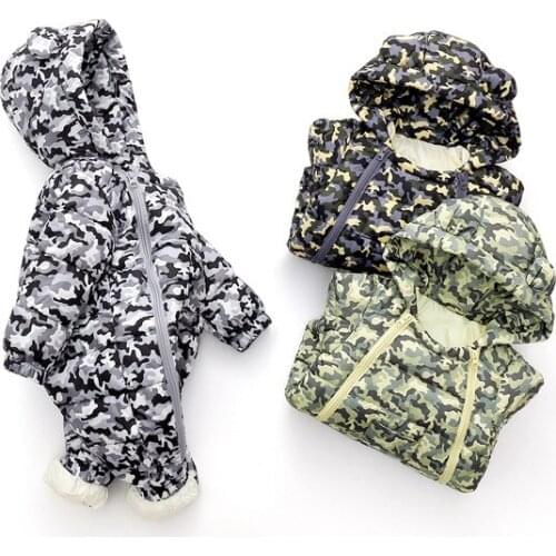 New childrens down padded jacket baby boys girls clothing camouflage romper autumn and winter baby thickening suit