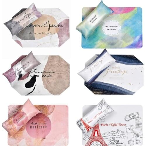 Nail Hand Pillow Waterproof High Quality PU Leather Bronzing Printing Hand Pillow Cushion Set Vintage Nail Tool Accessories