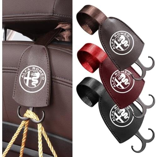 1Pcs Portable PU Leather Car Seat Hook Back Hook For Alfa Romeo Giulia Stelvio Giulietta Spider GT Mito 156 159 147 4C Tonale