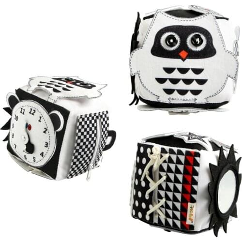 Boys Girls Montessori Educational Toy Early Learning Toy Baby Toy Cube Interactive Cloth Board Game with Built-in Bell