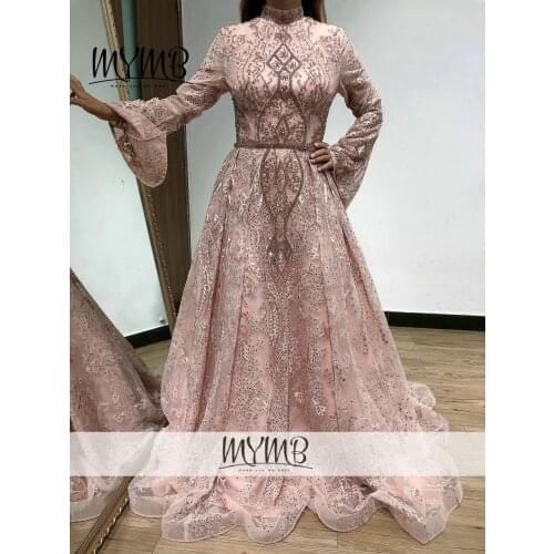 MYMB Bell Long Sleeve Luxury Lace A line Evening Dresses Women Designers Fashion Exclusive Formal Dress Women Elegant MY31142