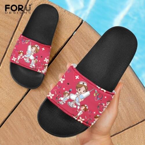 FORUDESIGNS Pink Nurse Syringe Design Women Slipper House Bedroom Filp Flops Girls Brand Designer Non-Slip Slippers Dropship
