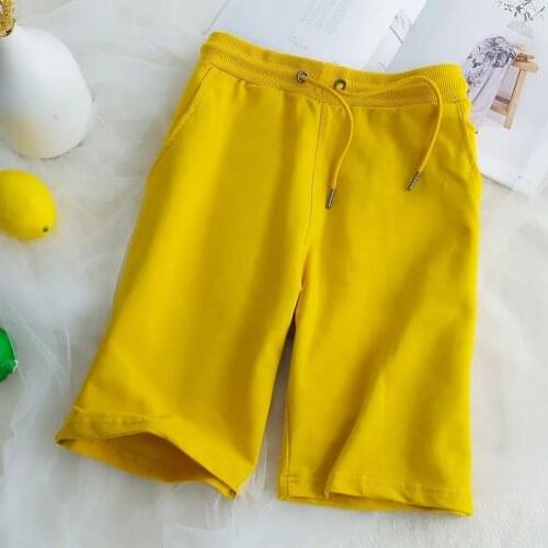 100% cotton five-point shorts summer loose men and women the same style large straight casual couple high waist sports shorts