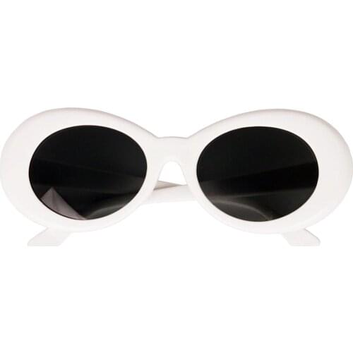 5 Pieces Retro White Oval Clout Goggles Glasses Kurt Cobain Sunglasses for Women Men