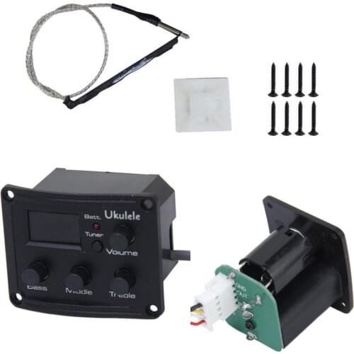 Ukelele Uke Piezo Pickup Preamp 3-Band EQ Equalizer Tuner System with LCD Display