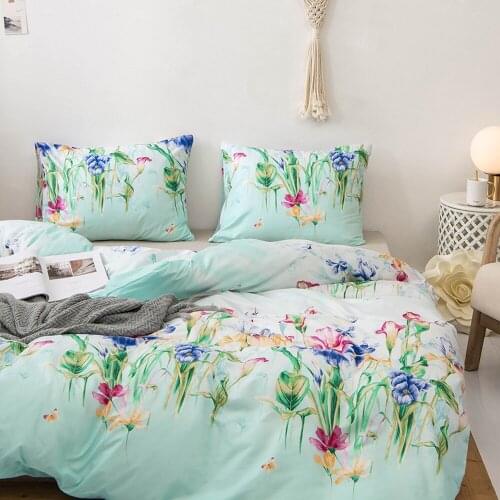 Green Flowers Bedding Sets Duvet Cover Twin queen king size Bed linen Bedclothes home textiles