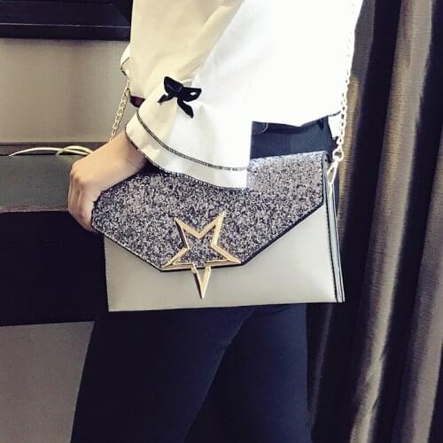 Women fashion sequins chain handbag ladies Party evening bag female large capacity clutch purse female shoulder crossbody bag