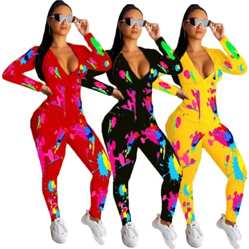 Hoodie Neon Two Piece Set Women Long Sleeve Shirt With Zipper + Elastic Waist Long Pants Sport Matching Set Fall Sweatsuits 2020