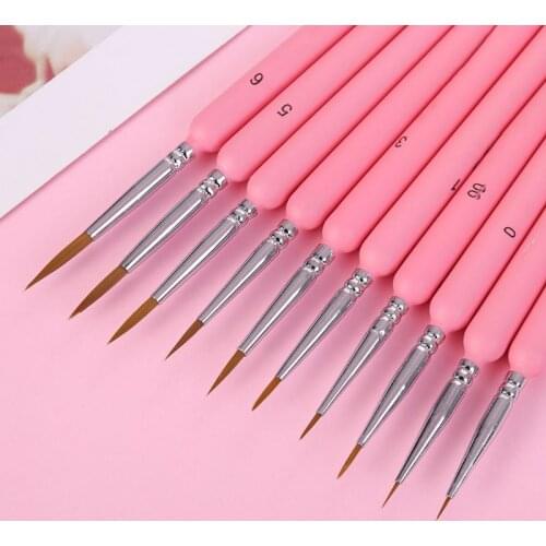 10Pcs/set Wolf Hair Hook Line Pen Fine Paint Brush Pen Set Artist Watercolor Acrylic Painting Brush Art Drawing Supplies