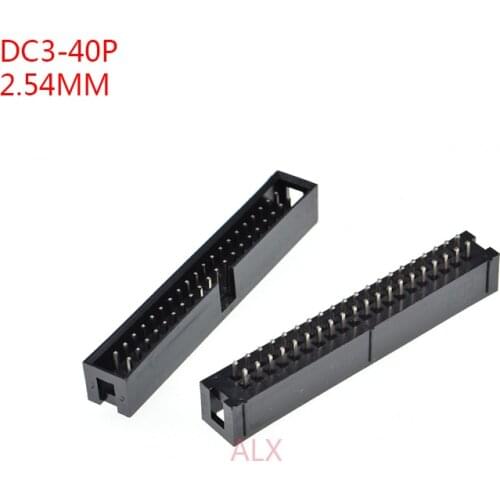 10pcs dc3-40p 2.54MM pitch JTAG ISP MALE SOCKET straight idc box headers PCB CONNECTOR DOUBLE ROW 2x20PIN DC3 40 PIN 40P HEADER