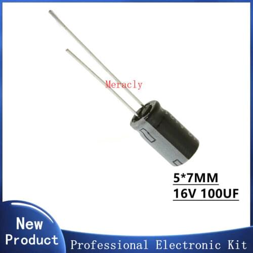 10PCS 16V 100UF 20% High frequency and low impedance in-line aluminum electrolytic capacitors long life Brand new authentic