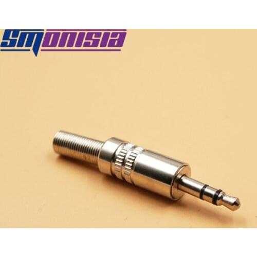 Smonisia 100pcs Stereo Headphone Connector Plug Can be Wired Plug 3.5 Double Track Plug Jack, Nickel-plated