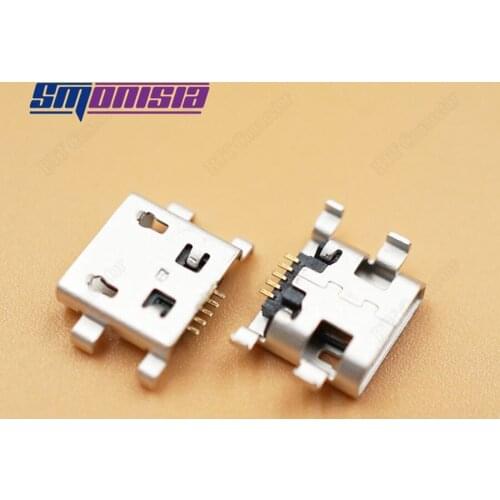 Smonisia 1000pcs Micro USB Socket Connector B type Female Jack Sink 1.0 DIP 5 Pin 4 Feet