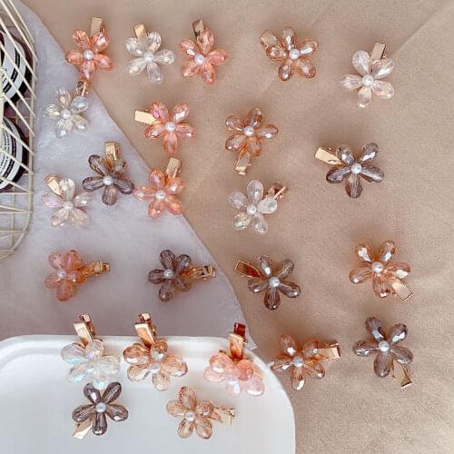 20 PCS/lot New Crystal Flower Small Hairpin Side Clip Bangs Top Clip Hair Accessories for Women
