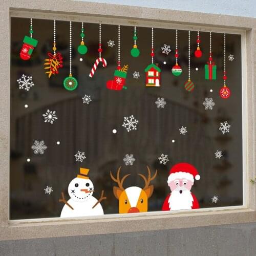 2021 Santa Claus wall sticke Christmas theme window stickers shop window stickers modern art murals home decoration