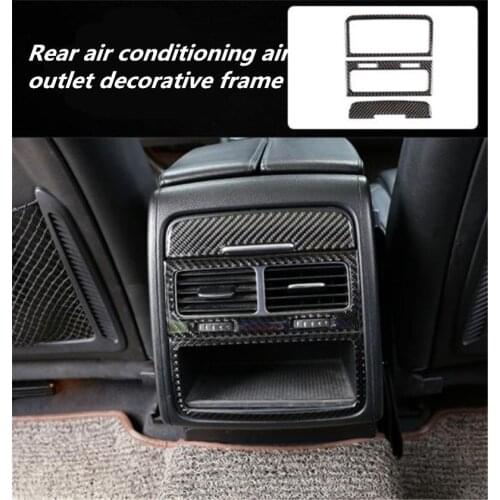 3pcs/lot Car stickers Epoxy Carbon Fiber Rear air conditioning air outlet decorative frame for 2011-2018 Volkswagen VW Touareg