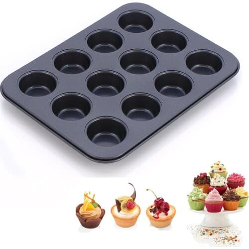 4/6/12 Grid Hole Muffin Cup Bakeware Cake Mold Round Egg Bakeware Non-stick Tool Steel Mold Biscuit Tray Kitchen Baking Tools
