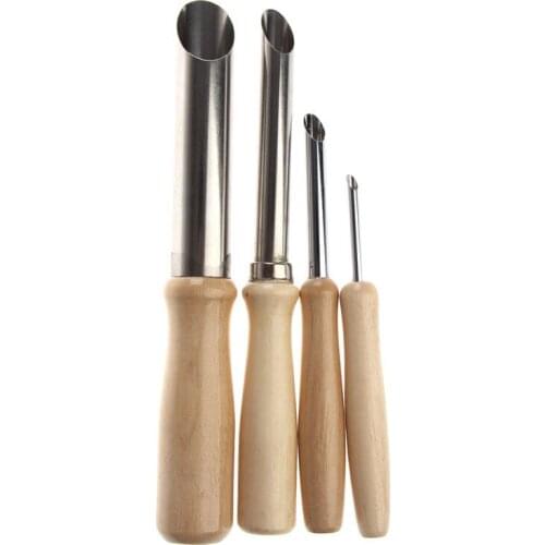Wooden Handle Carving Tools Stainless Steel Circle Shaping Pottery Clay Sculpture Tools 4 Pcs Perfect