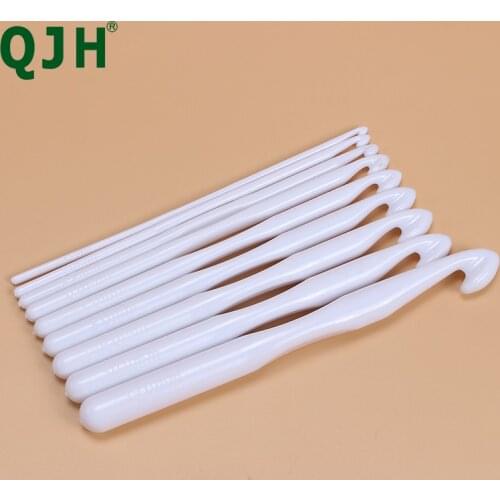 New Product 7pcs Pure White Plastic Crochet Hooks Knit Needles Weave Craft Knitting Needle DIY Crafts Accessories 3mm-9mm,14cm