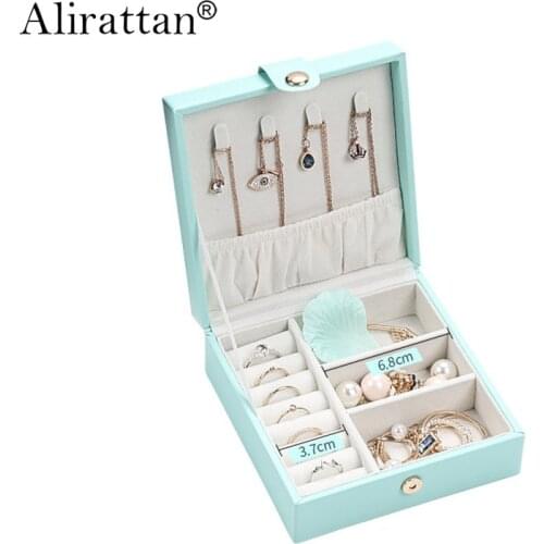 Alirattan 2021 New Leather Jewelry Display Fashion Design Ring Box Gift Cosmetic Earring Necklace Bracelet Box INS XMS238