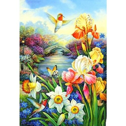 Canvas Size Full Square/Round Drill 5D DIY Diamond Painting "Birds and flowers" Embroidery Cross Stitch 3D Home Decor