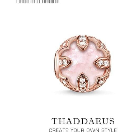 Beads Pink Lotus,Rose Gold Color & Rhinestone Beads Fits Bracelet Europe Jewelry Thanksgiving Gift For Women & Men