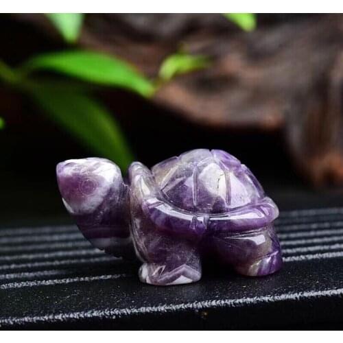 Healing minerals hand carved Turtle Natural Dream amethyst stone crystal tortoise for gift Small Decoration