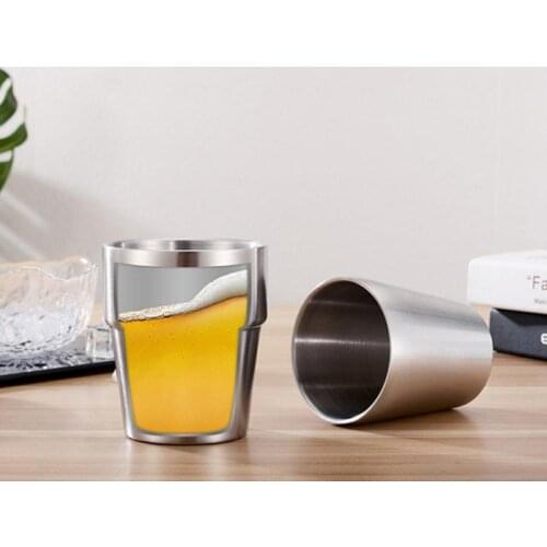 Double Wall Stainless Steel Cups and Mugs Metal Cold Beer Cup Bar Party Coffee Mug Tumbler 175/260/300/480ml