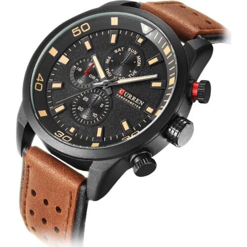 CURREN Simple Fashion Design Men Classic Military Sports Waterproof Leather Quartz Wristwatches erkek kol saati